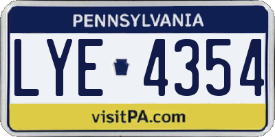 PA license plate LYE4354