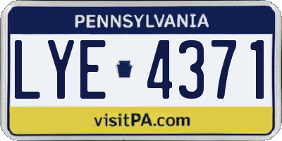 PA license plate LYE4371