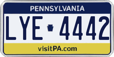 PA license plate LYE4442
