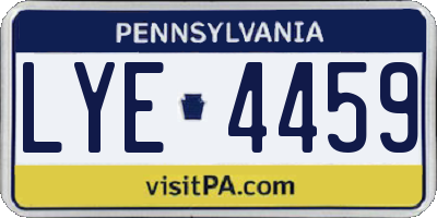 PA license plate LYE4459