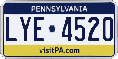PA license plate LYE4520