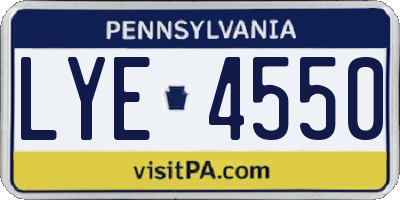 PA license plate LYE4550