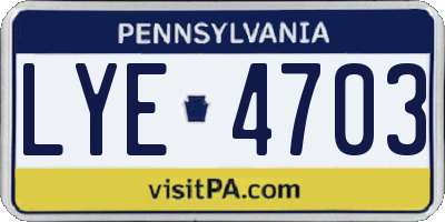 PA license plate LYE4703