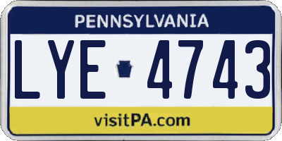 PA license plate LYE4743