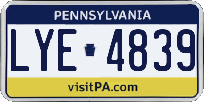 PA license plate LYE4839