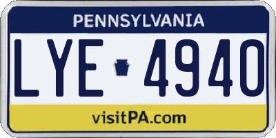 PA license plate LYE4940