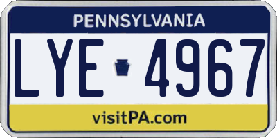 PA license plate LYE4967