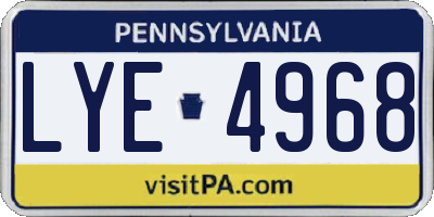 PA license plate LYE4968