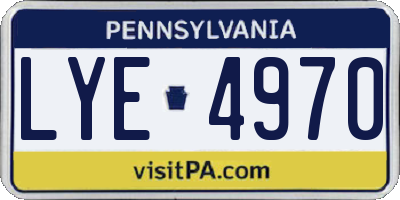 PA license plate LYE4970