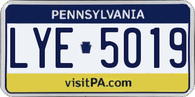 PA license plate LYE5019