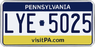 PA license plate LYE5025