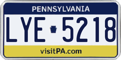 PA license plate LYE5218