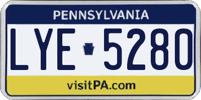 PA license plate LYE5280