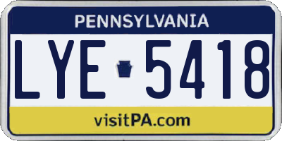 PA license plate LYE5418
