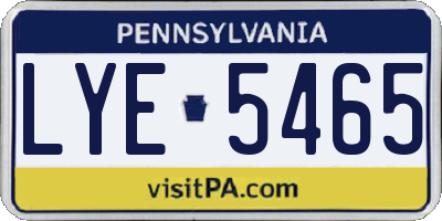 PA license plate LYE5465