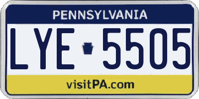 PA license plate LYE5505