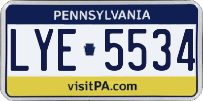 PA license plate LYE5534