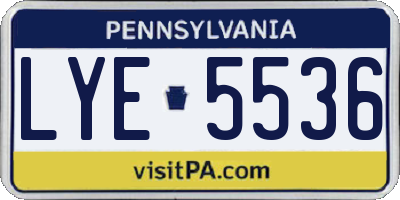 PA license plate LYE5536