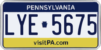 PA license plate LYE5675