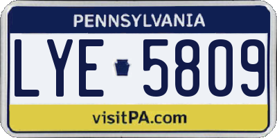 PA license plate LYE5809