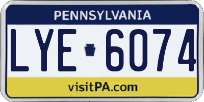 PA license plate LYE6074