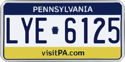 PA license plate LYE6125
