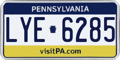 PA license plate LYE6285