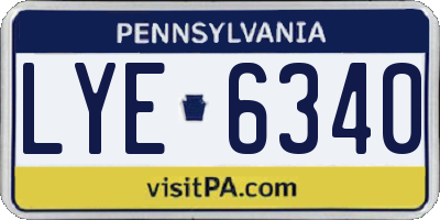 PA license plate LYE6340