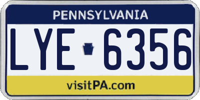 PA license plate LYE6356