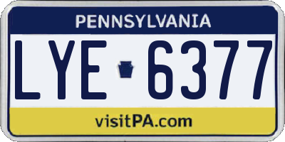 PA license plate LYE6377