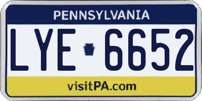 PA license plate LYE6652