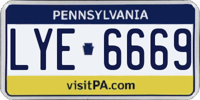 PA license plate LYE6669