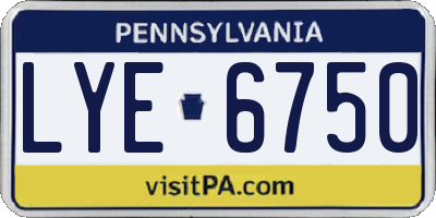 PA license plate LYE6750