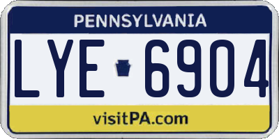 PA license plate LYE6904