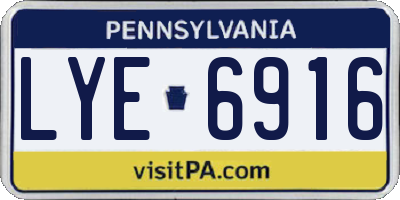 PA license plate LYE6916