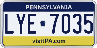 PA license plate LYE7035