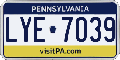 PA license plate LYE7039