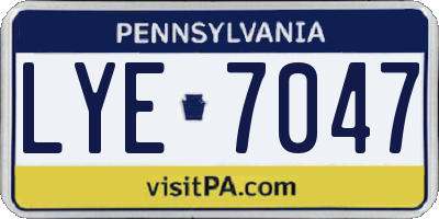 PA license plate LYE7047