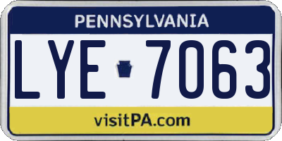 PA license plate LYE7063