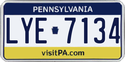 PA license plate LYE7134
