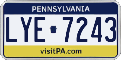 PA license plate LYE7243
