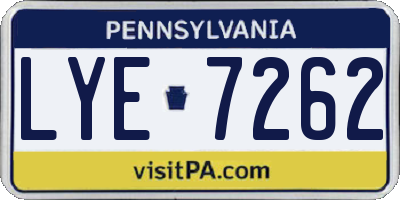 PA license plate LYE7262