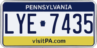 PA license plate LYE7435