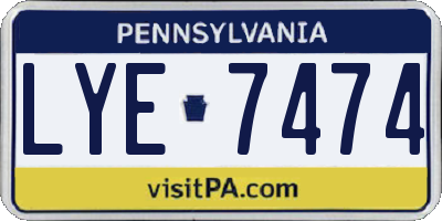PA license plate LYE7474