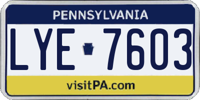 PA license plate LYE7603