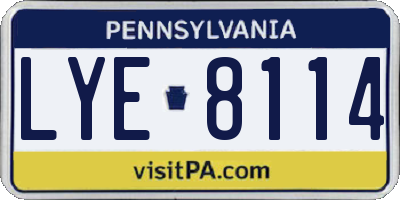 PA license plate LYE8114