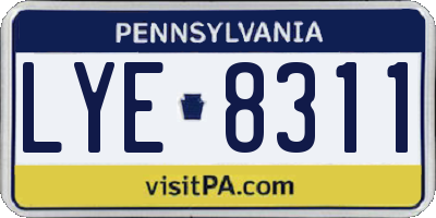 PA license plate LYE8311