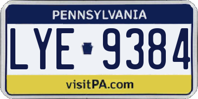 PA license plate LYE9384