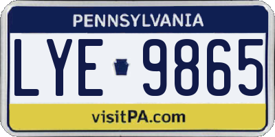PA license plate LYE9865