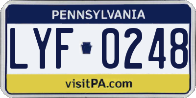 PA license plate LYF0248